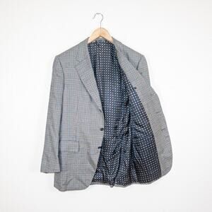 Carroll & Company 100% Cashmere Blazer Jacket Plaid gray 41R